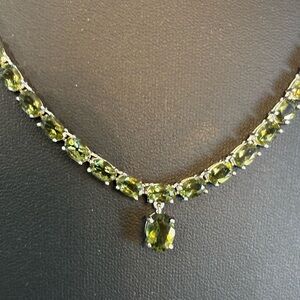 12ct Polished Moldavite Necklace Sterling Silver Oval Authentic Certificate